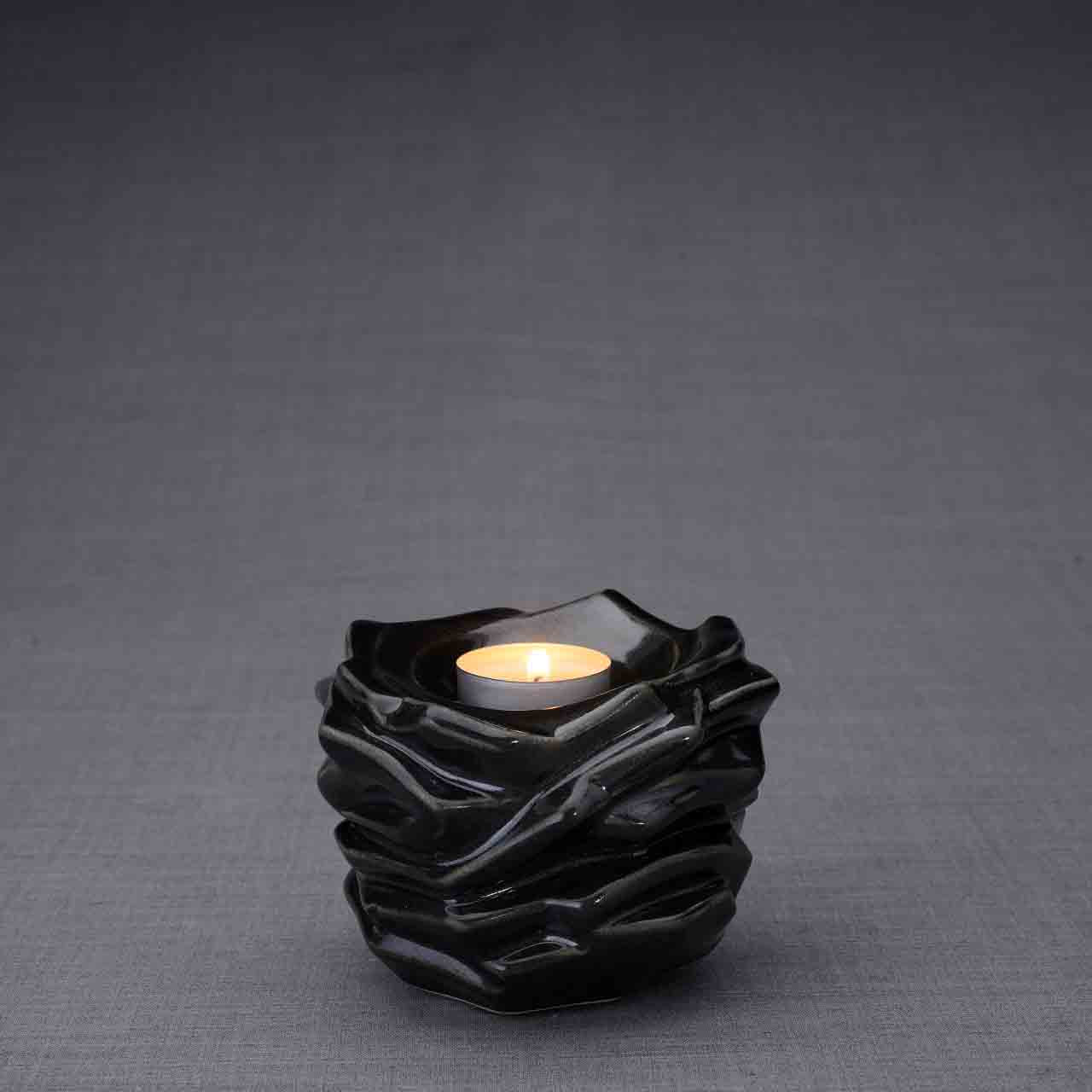 Illumination Candle Small Urn for Ashes in Glossy Black