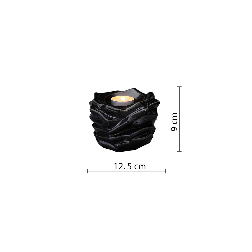 Illumination Candle Small Urn for Ashes in Glossy Black