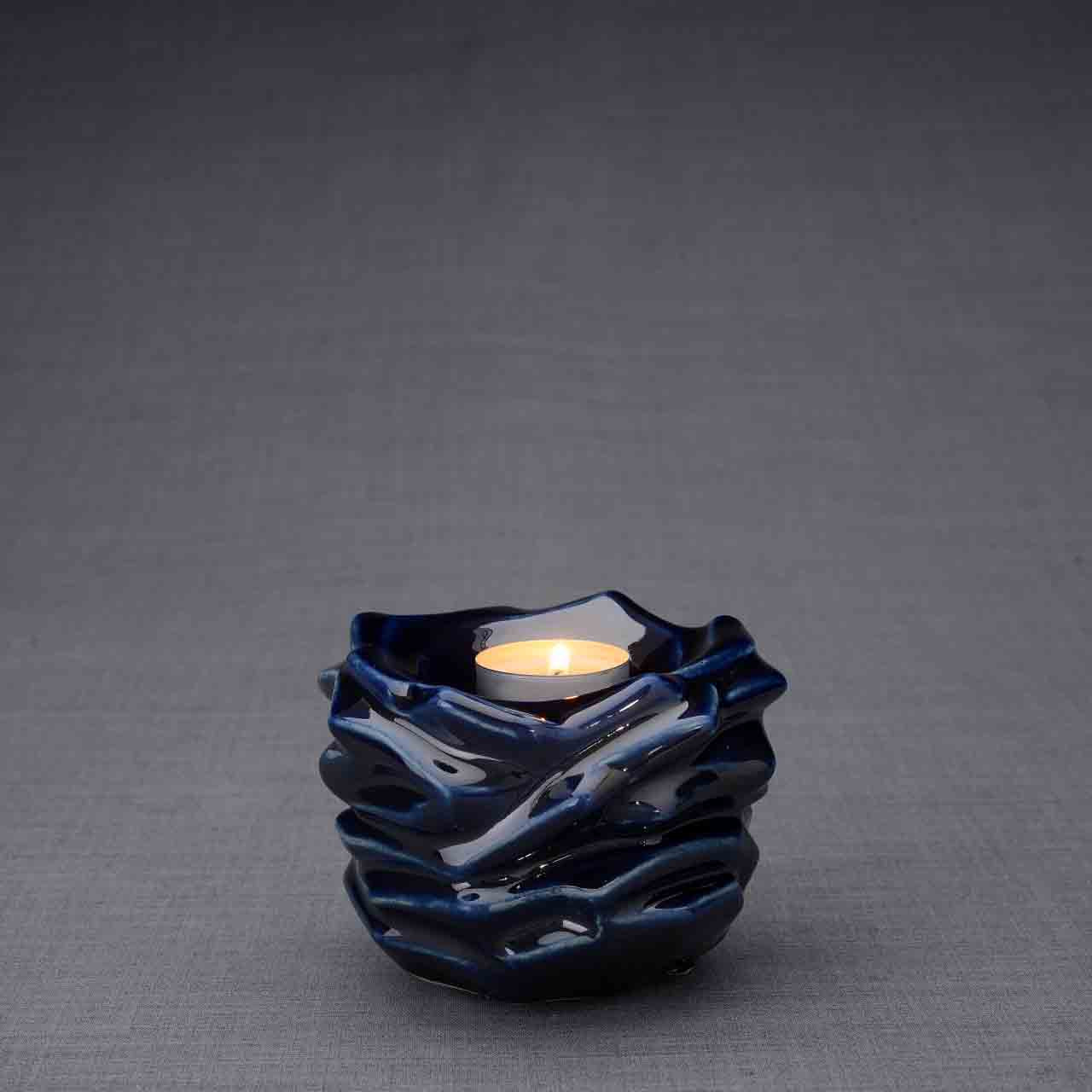 Illumination Candle Small Urn for Ashes in Metallic Blue