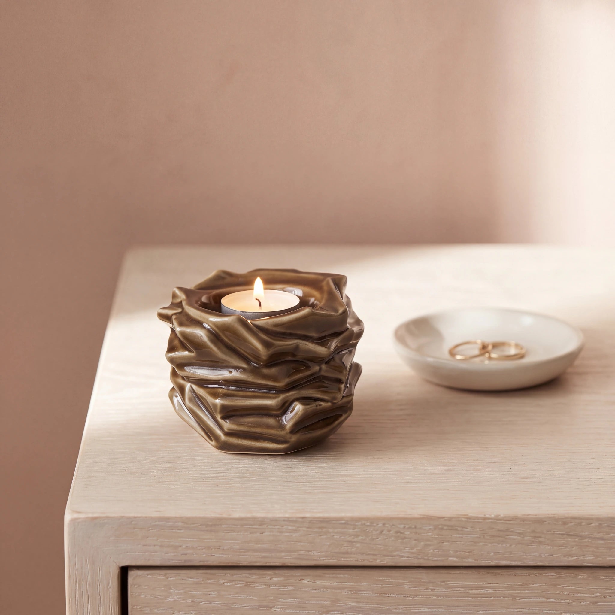 Illumination-Candle-Small-Urn-for-Ashes-in-Brown-keepsake_ring_dish-Left-Angle