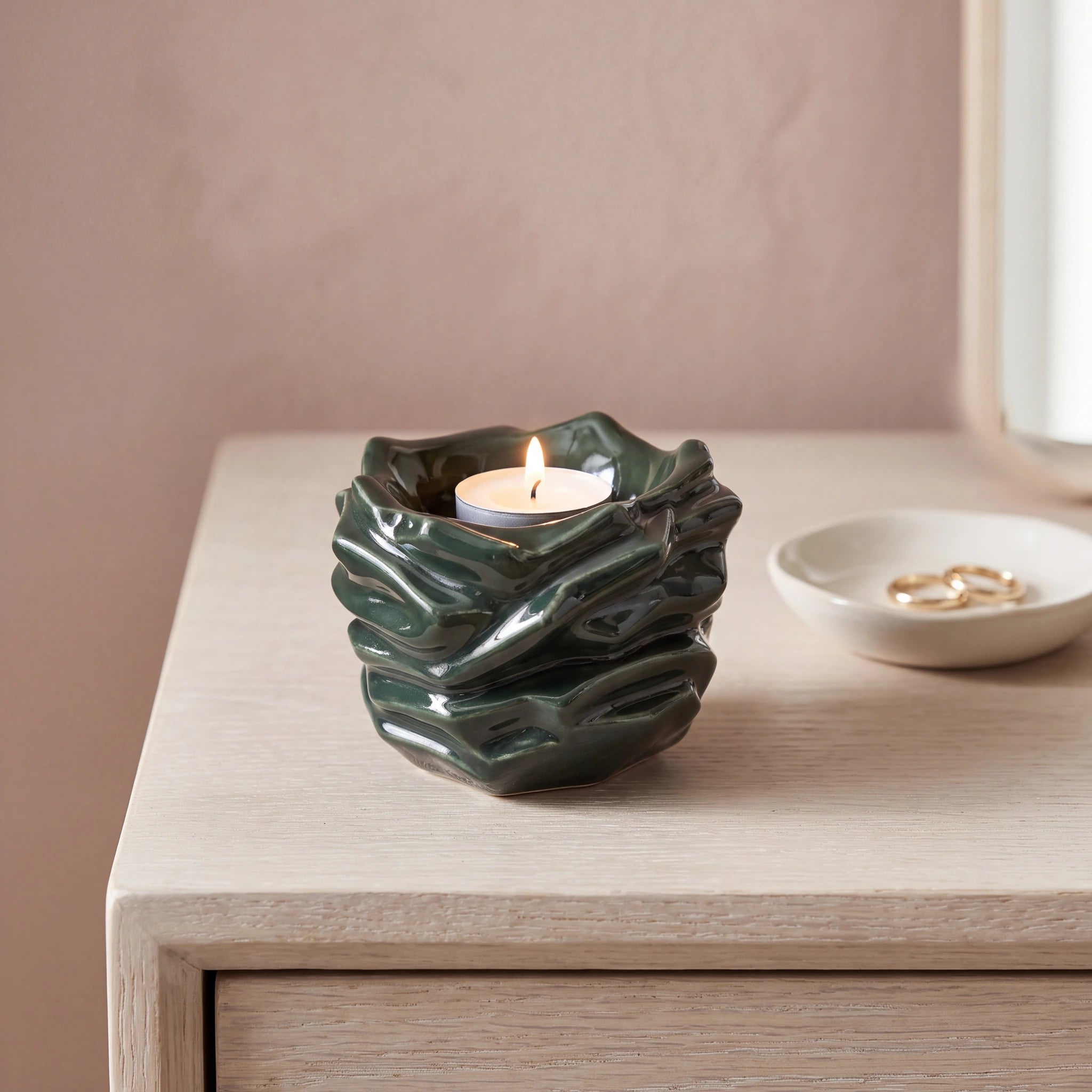 Illumination-Candle-Small-Urn-for-Ashes-in-Green-keepsake_ring_dish-Left-Angle