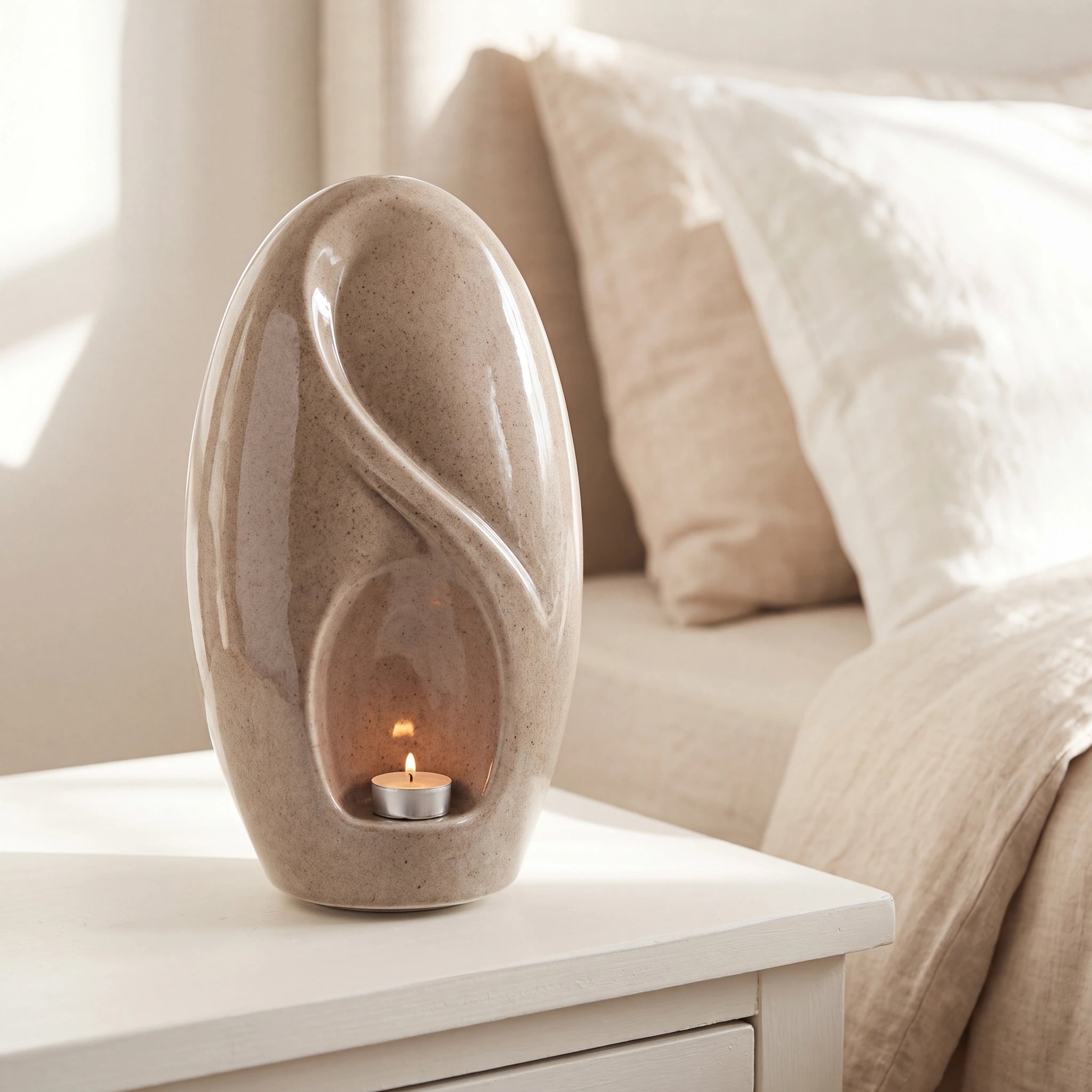Infinity Adult Cremation Urn for Ashes in Beige Grey