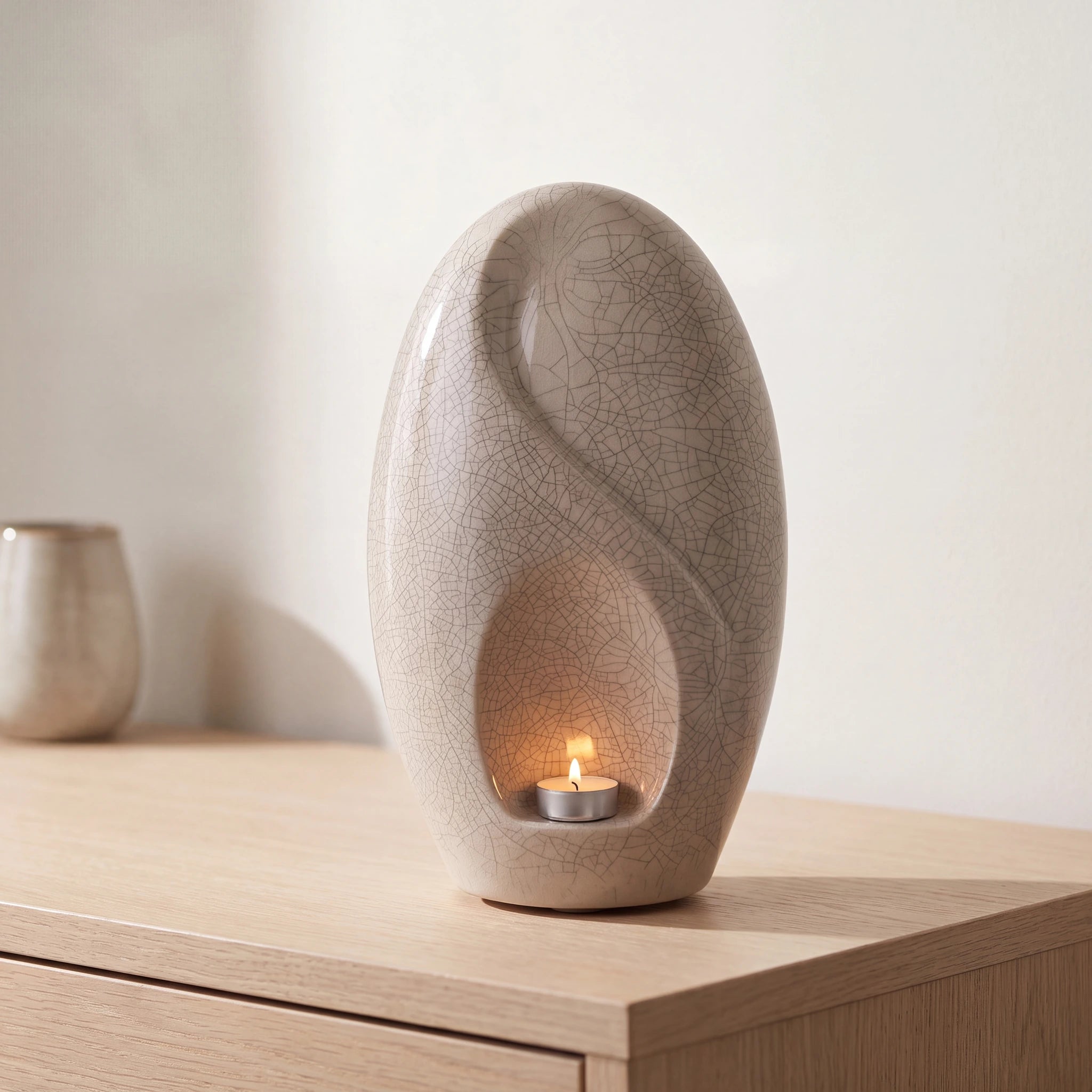 Infinity Adult Cremation Urn for Ashes in Crackle Glaze