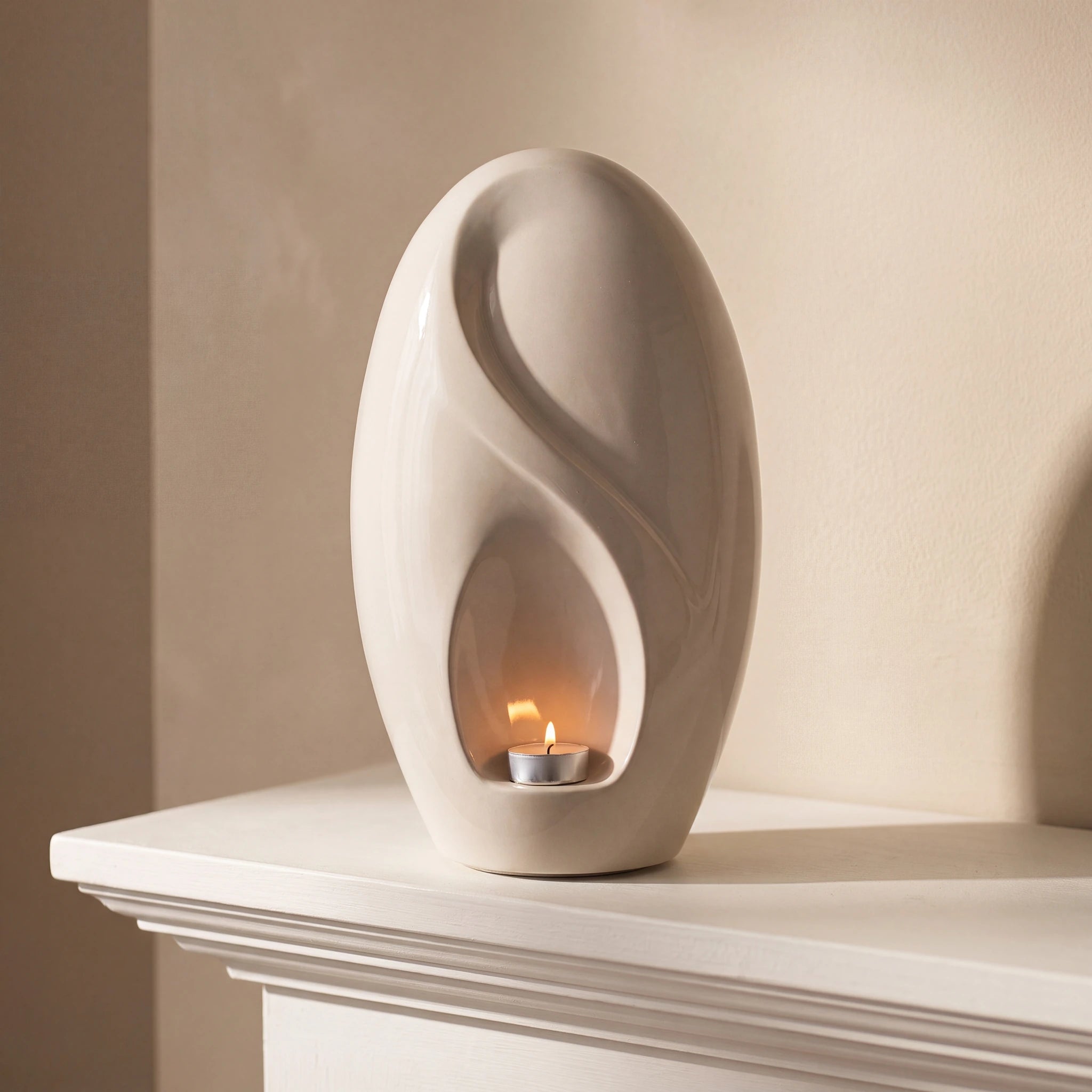 Infinity Adult Cremation Urn for Ashes in Cream
