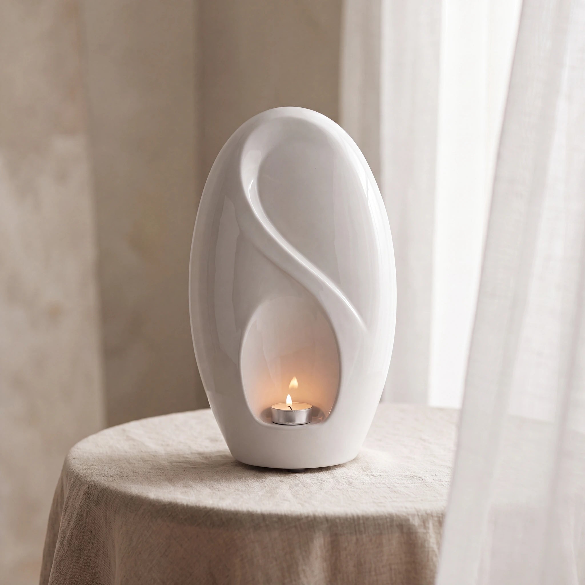 Infinity Adult Cremation Urn for Ashes in White