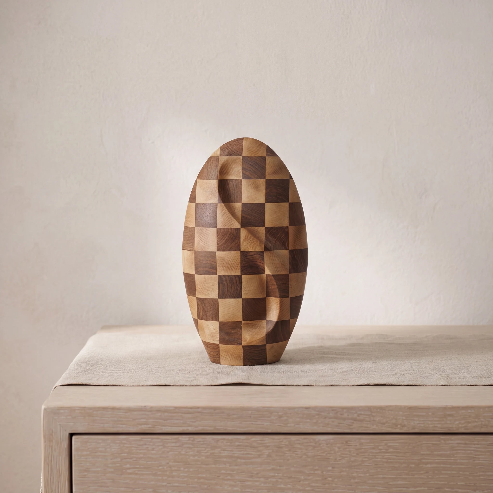 Infinity Checkered Wooden Urn for Ashes - Genuine Walnut & Beach