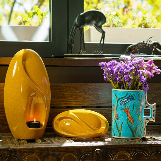 Infinity Cremation Urn for Ashes Amber with Keepsake on Window