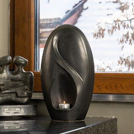 Infinity Cremation Urn for Ashes Black by Window