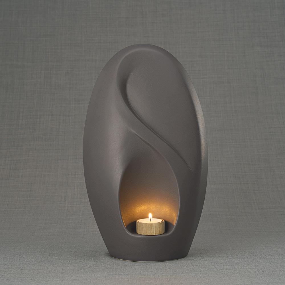 Infinity Cremation Urn for Ashes Matte Grey Front View