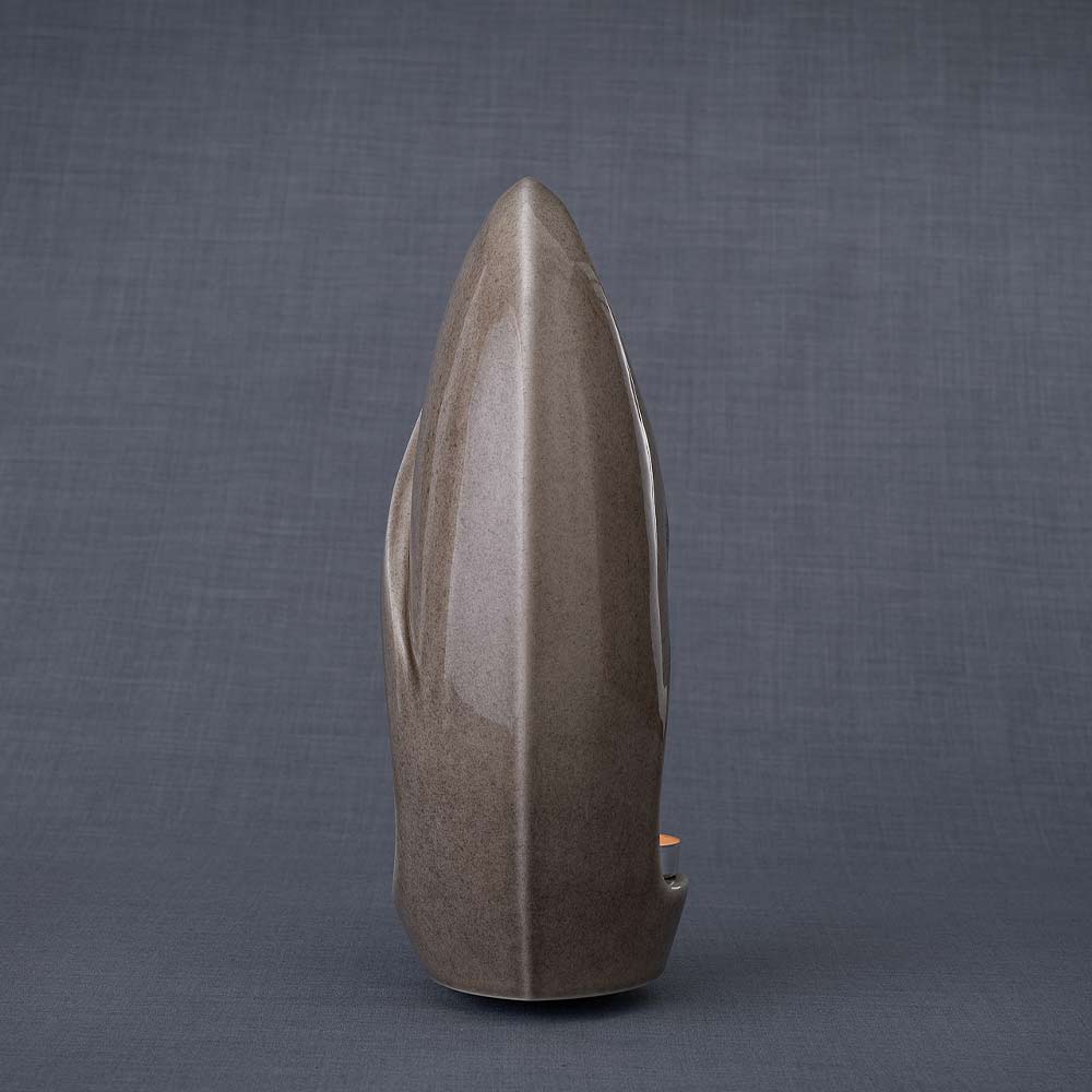 Infinity Cremation Urn for Ashes in Beige Grey Side View