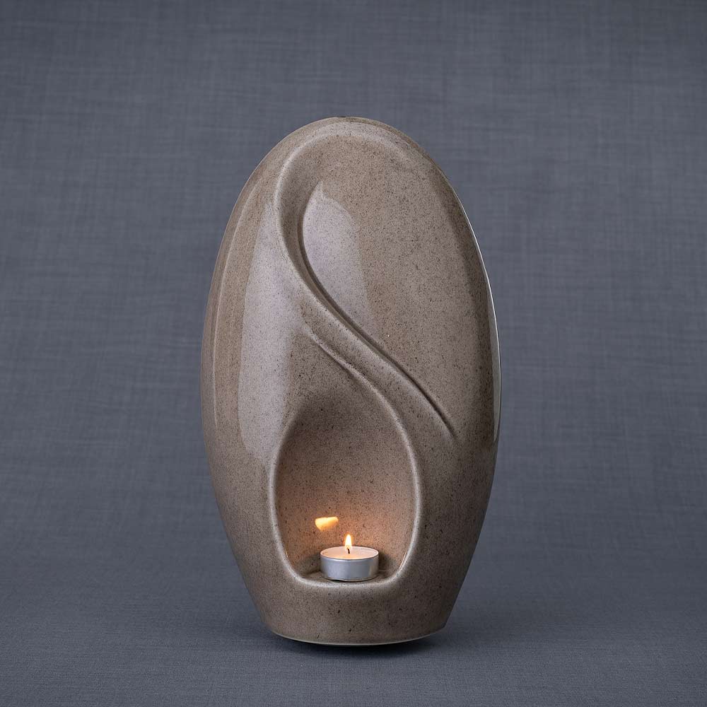 Infinity Cremation Urn for Ashes in Beige Grey