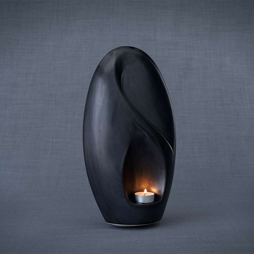 Infinity Cremation Urn for Ashes in Black Left Turn