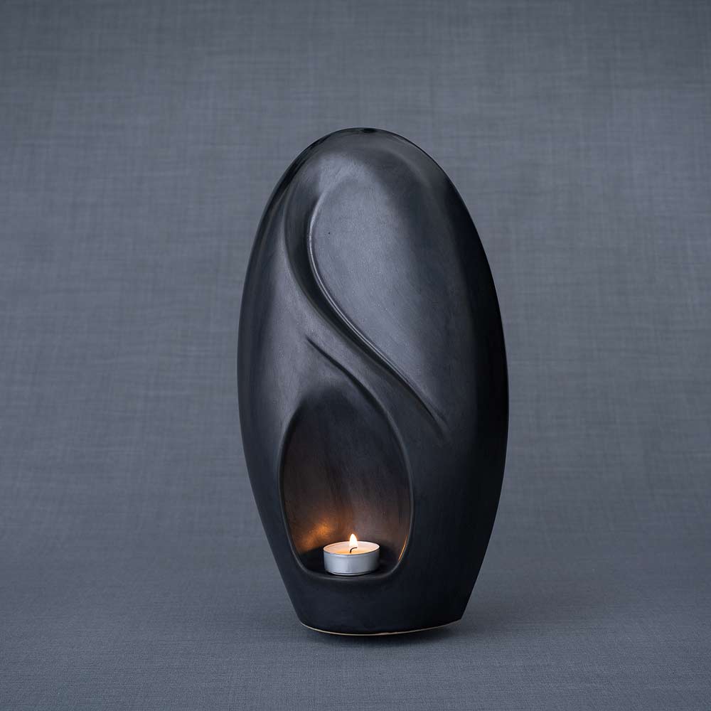 Infinity Cremation Urn for Ashes in Black Right Turn
