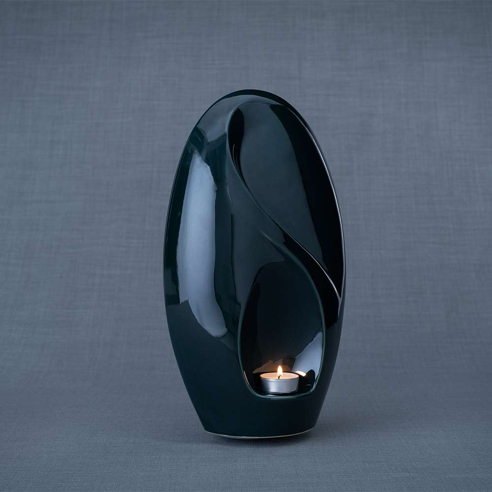Infinity Cremation Urn for Ashes in Green Left Turn