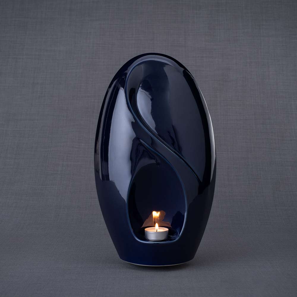Infinity Cremation Urn for Ashes in Metallic Blue