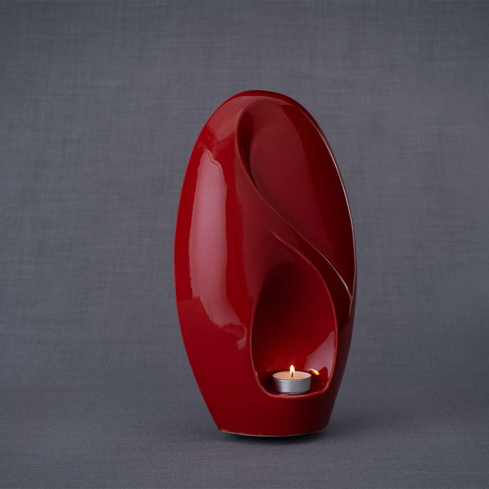 Infinity Cremation Urn for Ashes in Red Left Turn