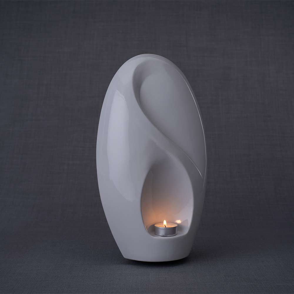 Infinity Adult Cremation Urn for Ashes in White