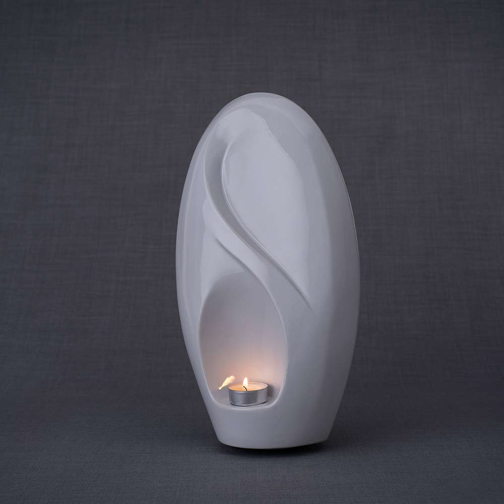 Infinity Adult Cremation Urn for Ashes in White