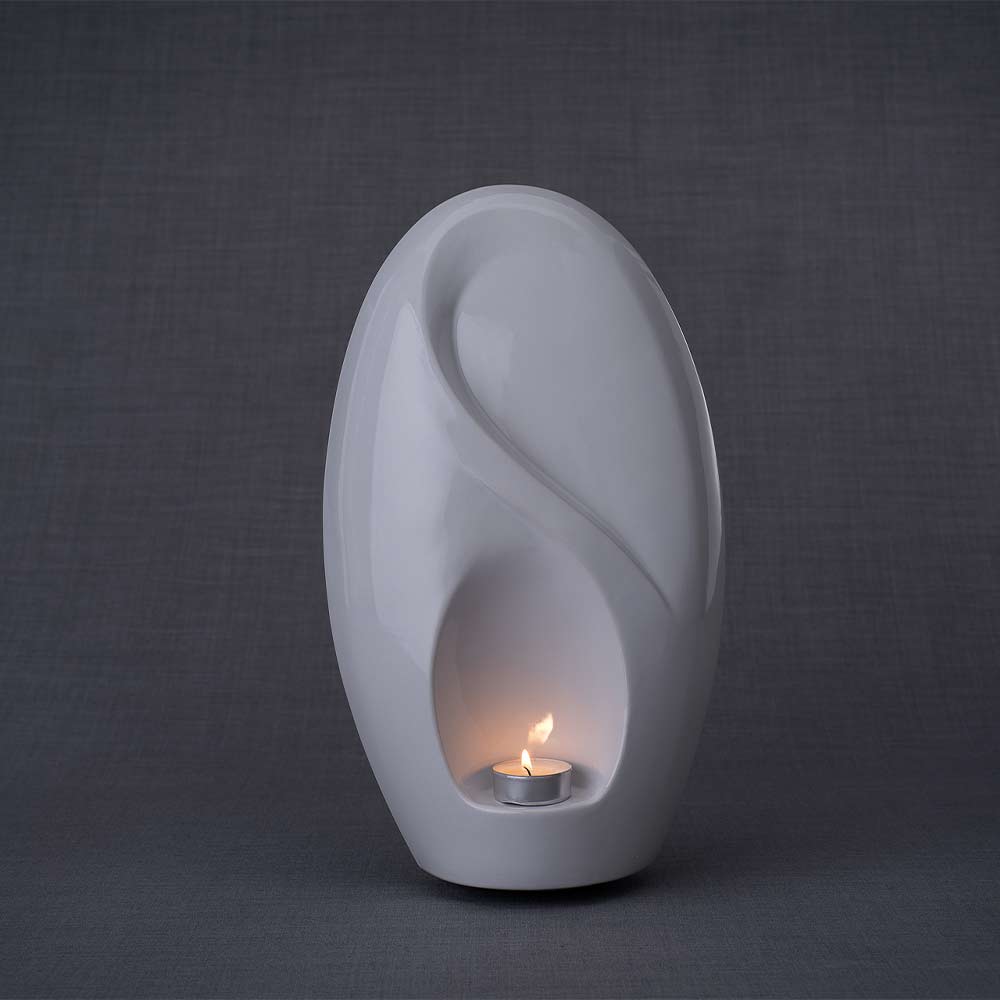 Infinity Cremation Urn for Ashes in White