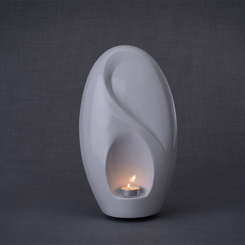 Infinity Adult Cremation Urn for Ashes in White