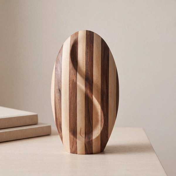Infinity Striped Wooden Urn for Ashes - Genuine Walnut & Beach