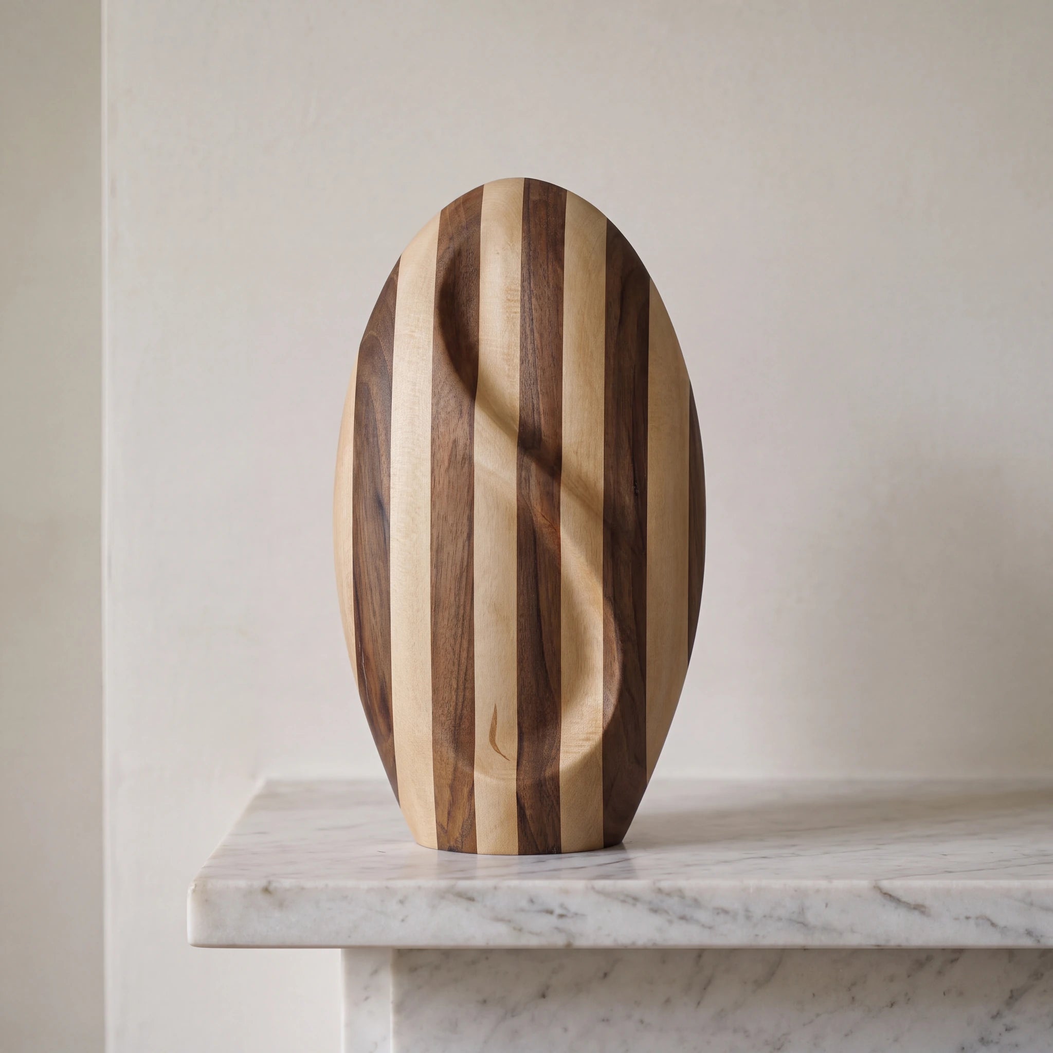 Infinity Striped Wooden Urn for Ashes - Genuine Walnut & Beach