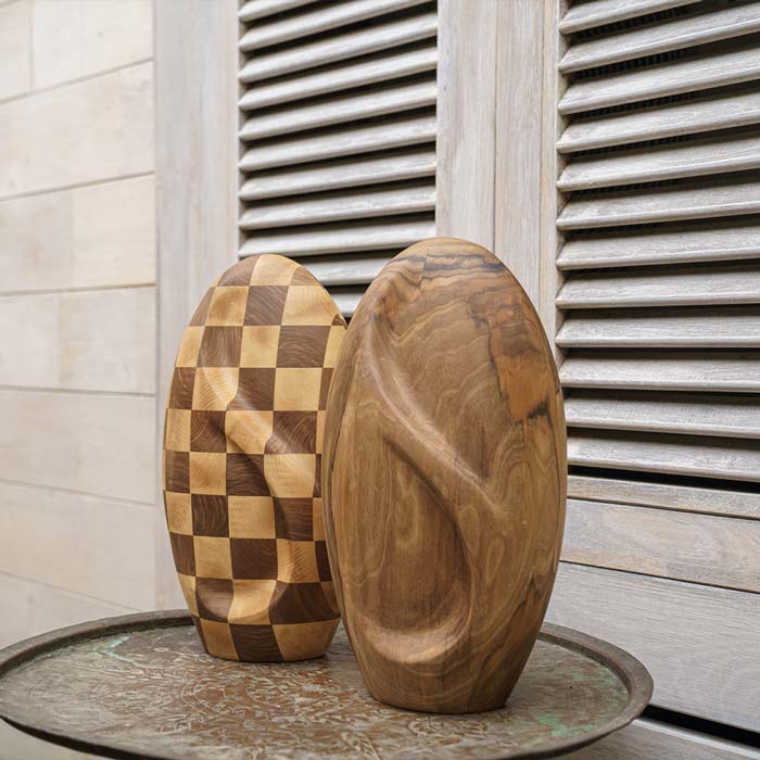 Infinity Checkered Wooden Urn for Ashes - Genuine Walnut & Beach