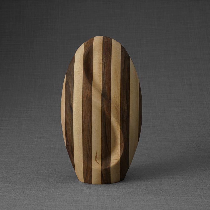 Infinity Striped Wooden Urn for Ashes - Genuine Walnut & Beach