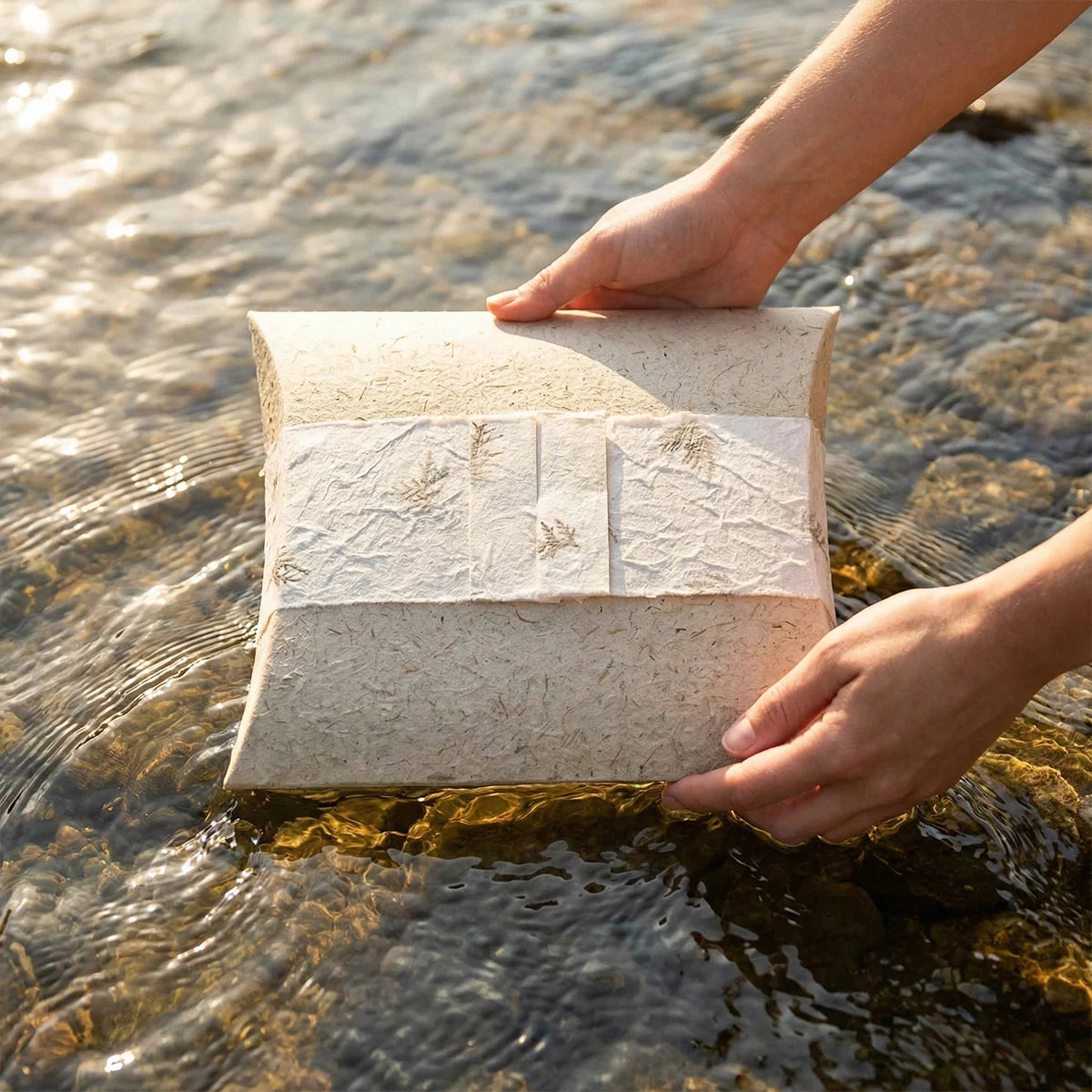 Journey Biodegradable Water Urn for Ashes in Ashes — Natural (Beige) - Adult