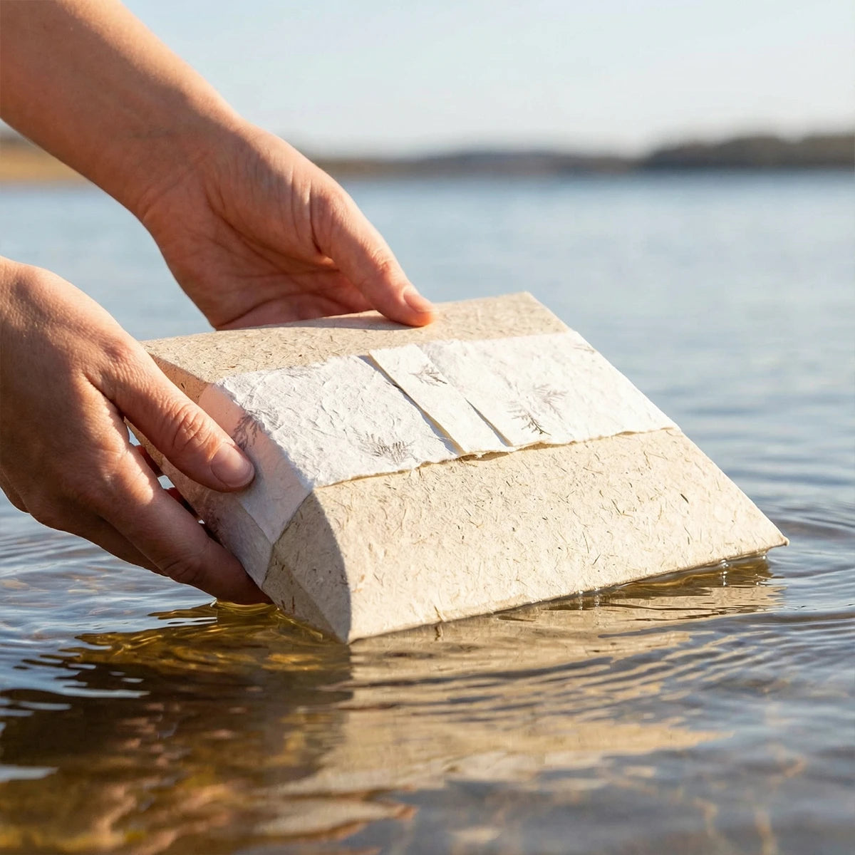 Journey Biodegradable Water Urn for Ashes — Natural (Beige) – Small