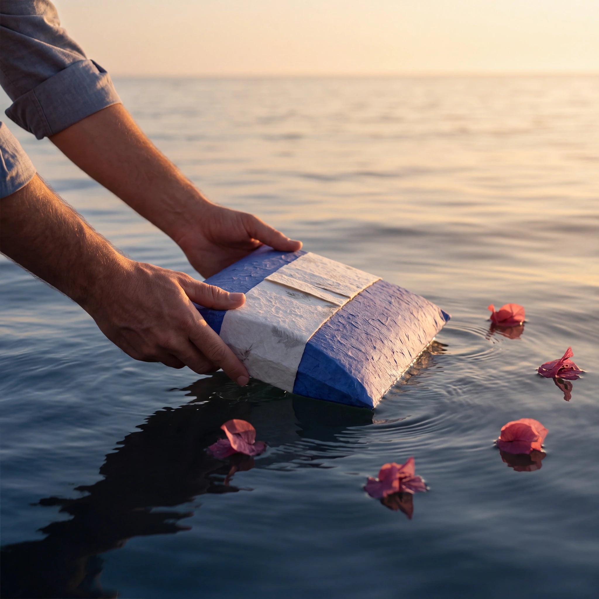 Journey Biodegradable Water Urn for Ashes in Aqua - Adult