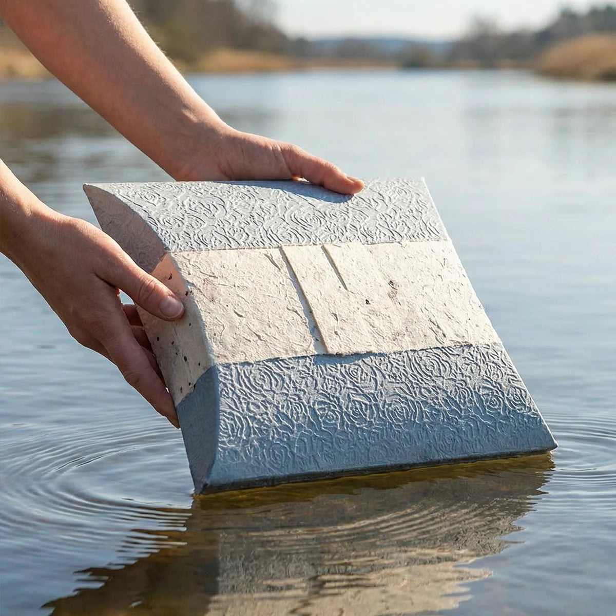 Journey Biodegradable Water Urn for Ashes in Aqua Blossom Blue - Extra Large