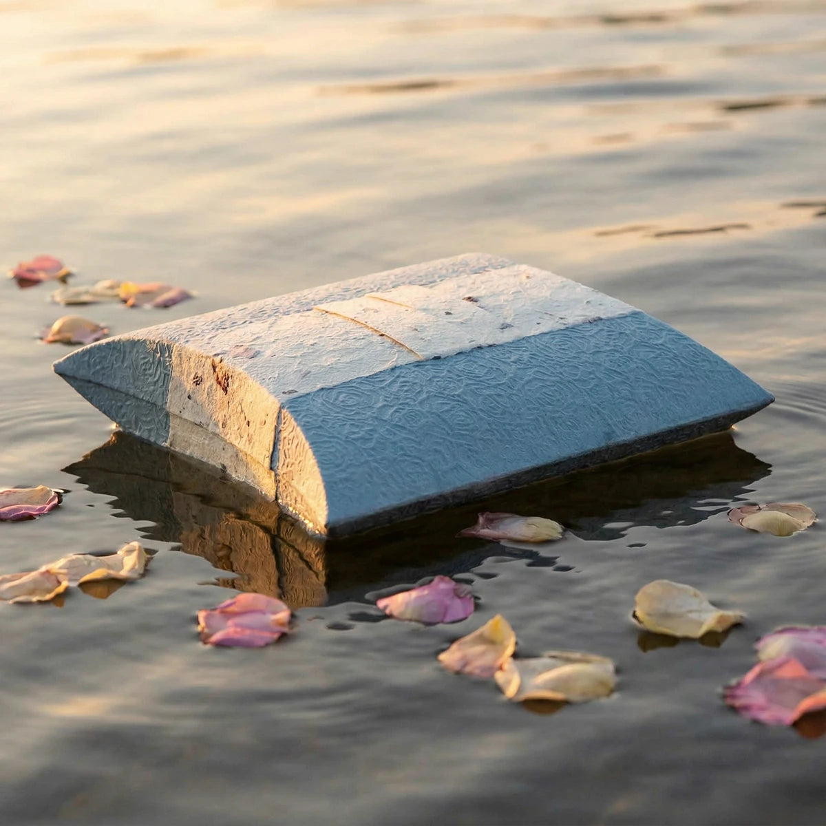 Journey Biodegradable Water Urn for Ashes in Aqua Blossom Blue - Extra Large