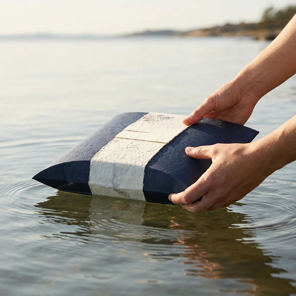 Journey Biodegradable Water Urn for Ashes in Navy - Medium