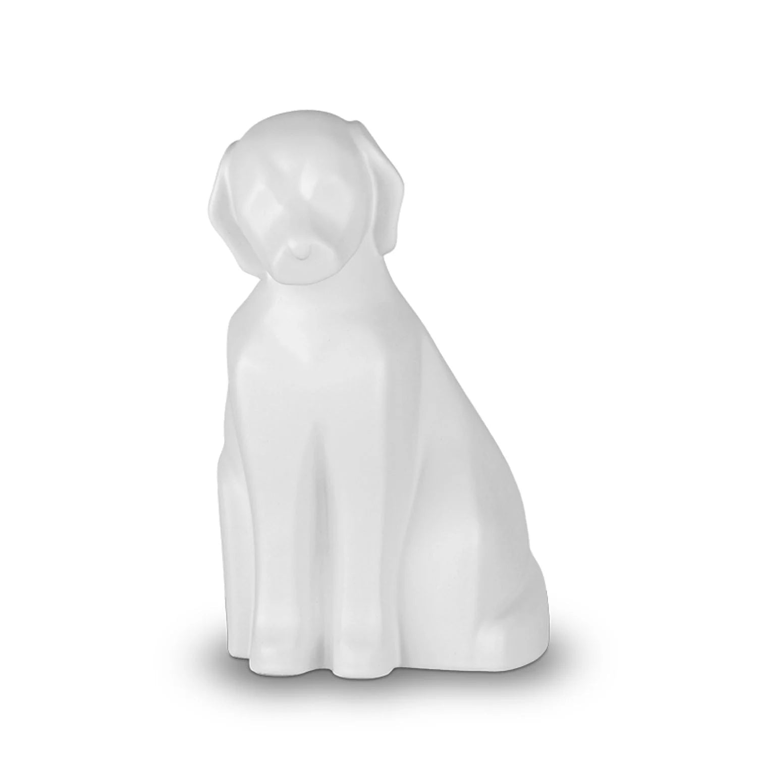 Sitting Dog Pet Urn for Ashes in Matte White