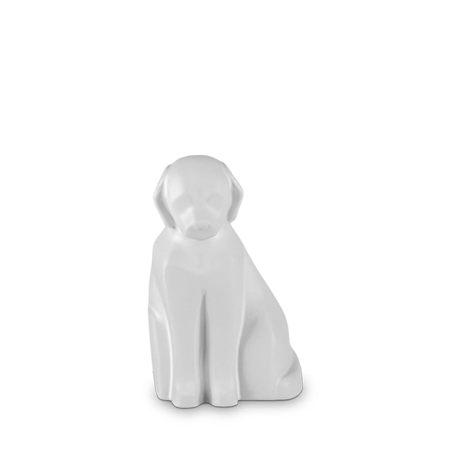 Sitting Dog Pet Urn for Ashes in Matte White - Medium