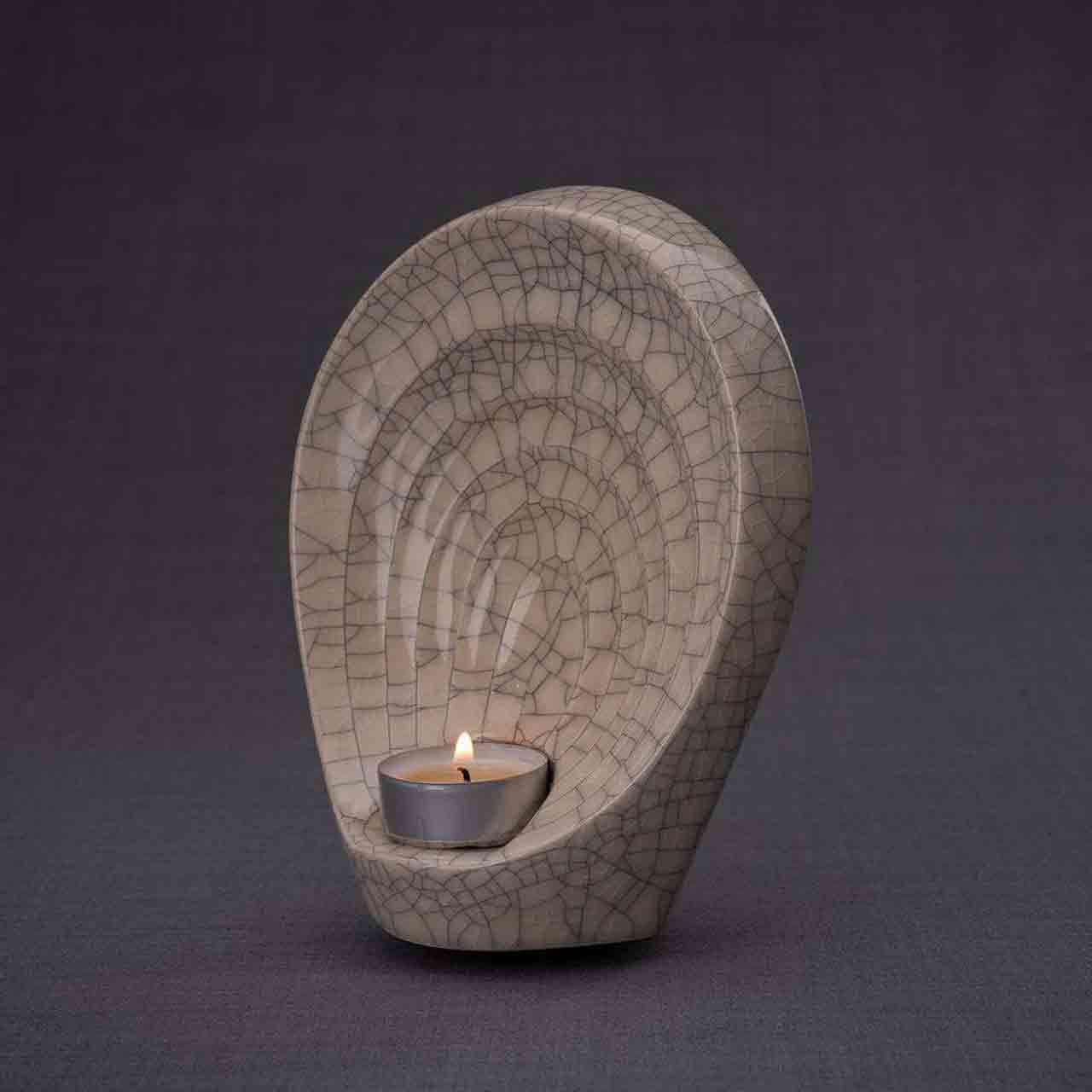 Keepsake Urn in Crackle Glaze Dark Background Turned to Left