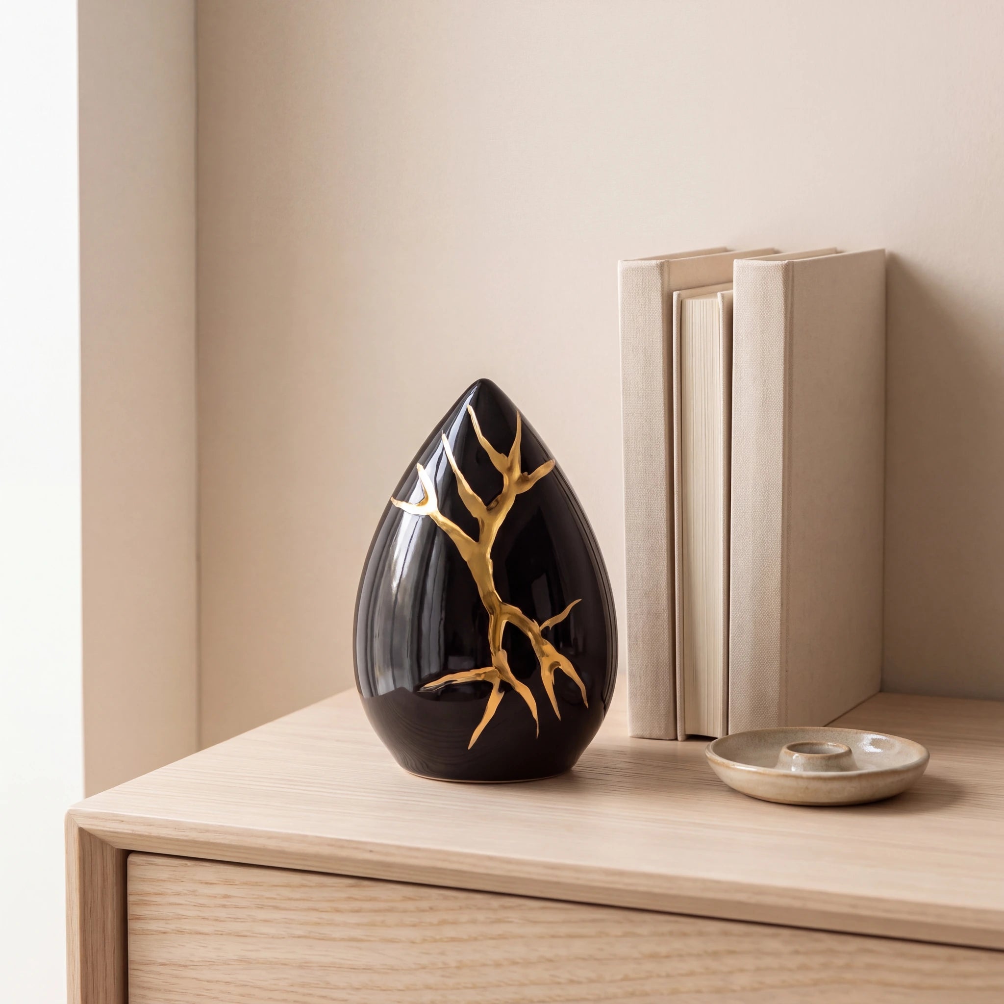 Kintsugi-Black-Keepsake-Urn-for-Ashes-with-Gold-Detailing-keepsake_books_dish