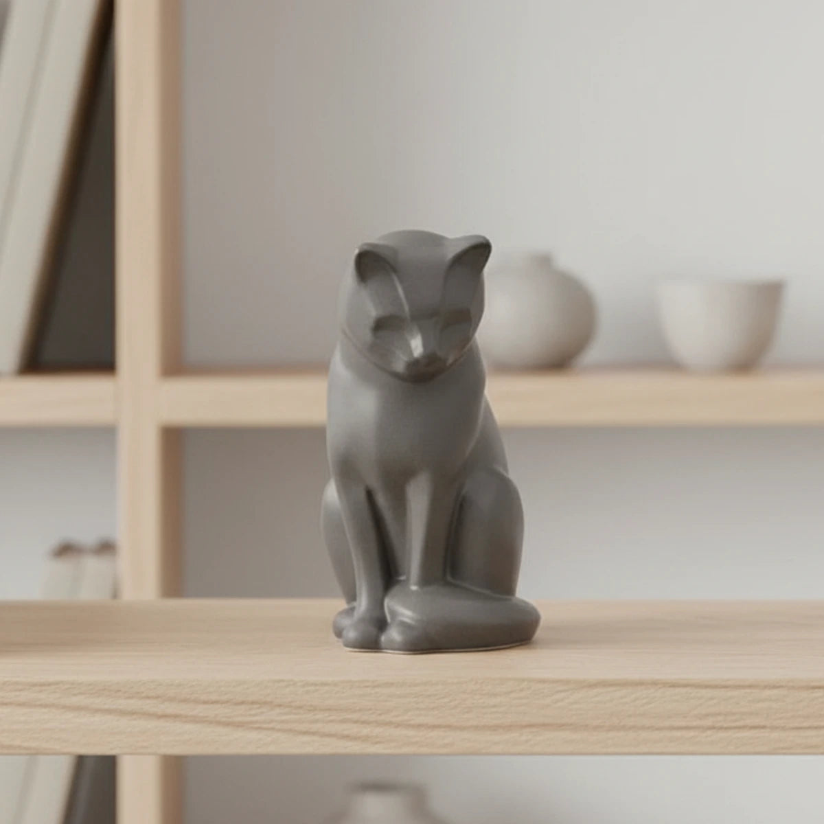 Kitten Urn For Ashes Matte Grey in Kitchen