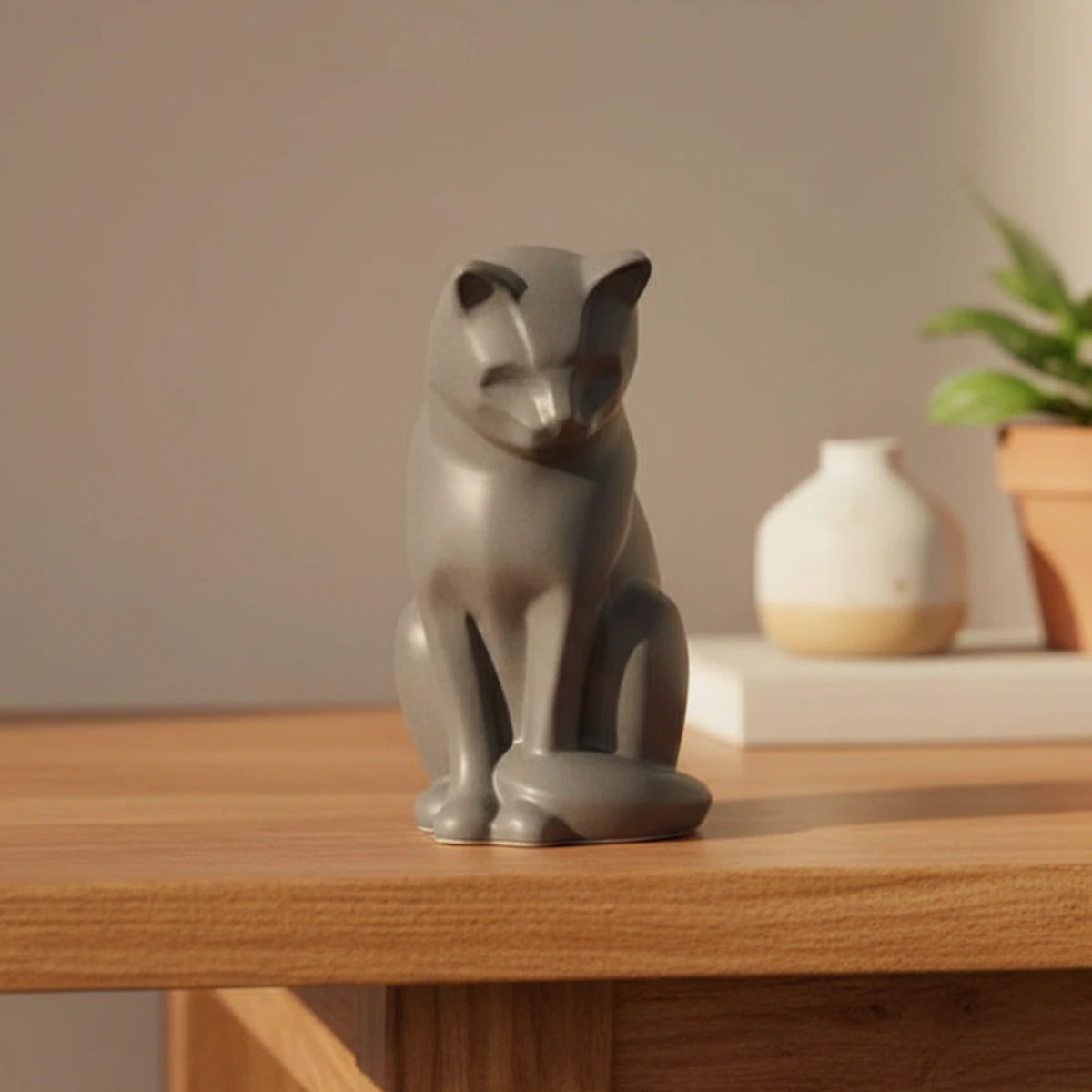 Kitten Urn for Ashes in Matte Grey