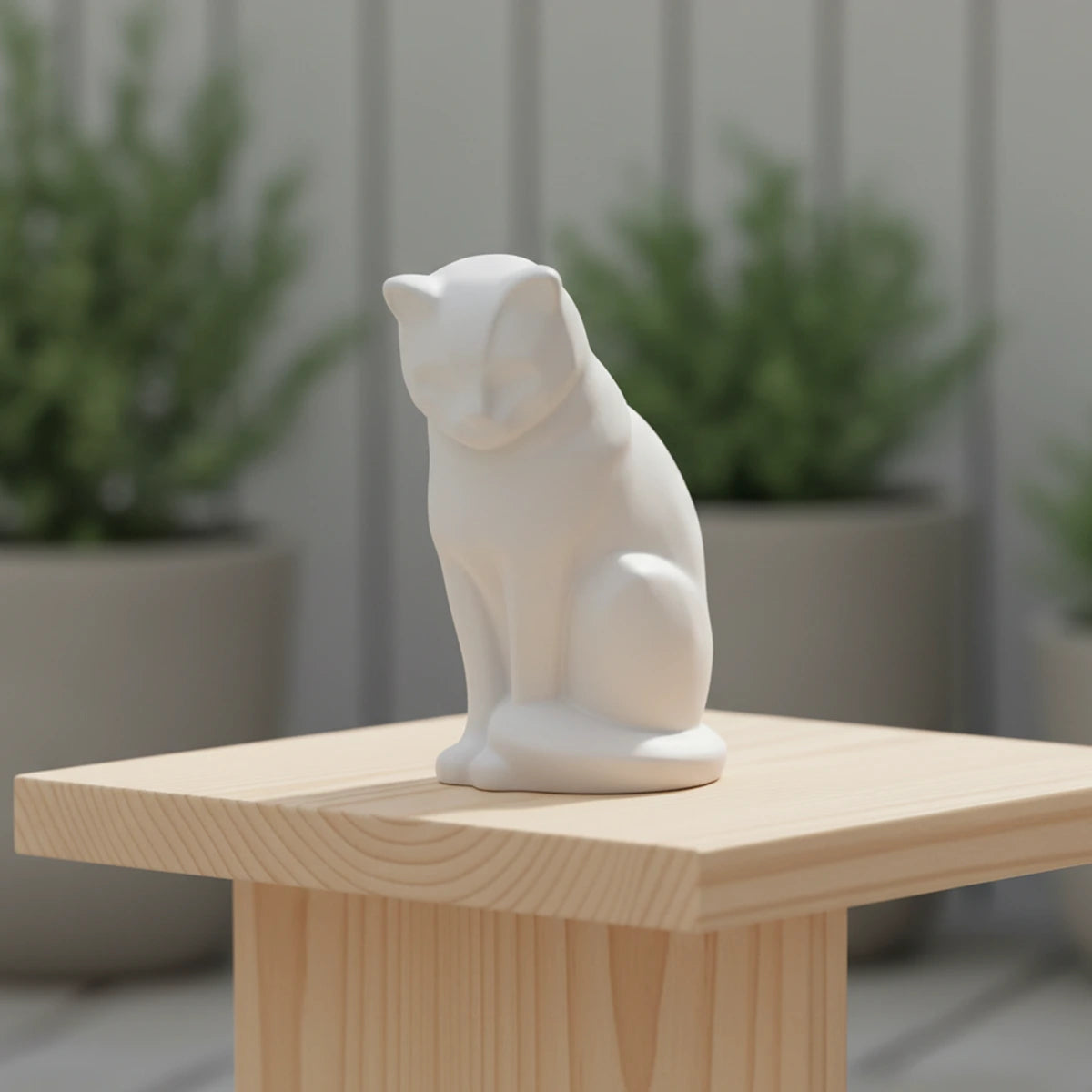 Kitten Urn for Ashes in Matte White