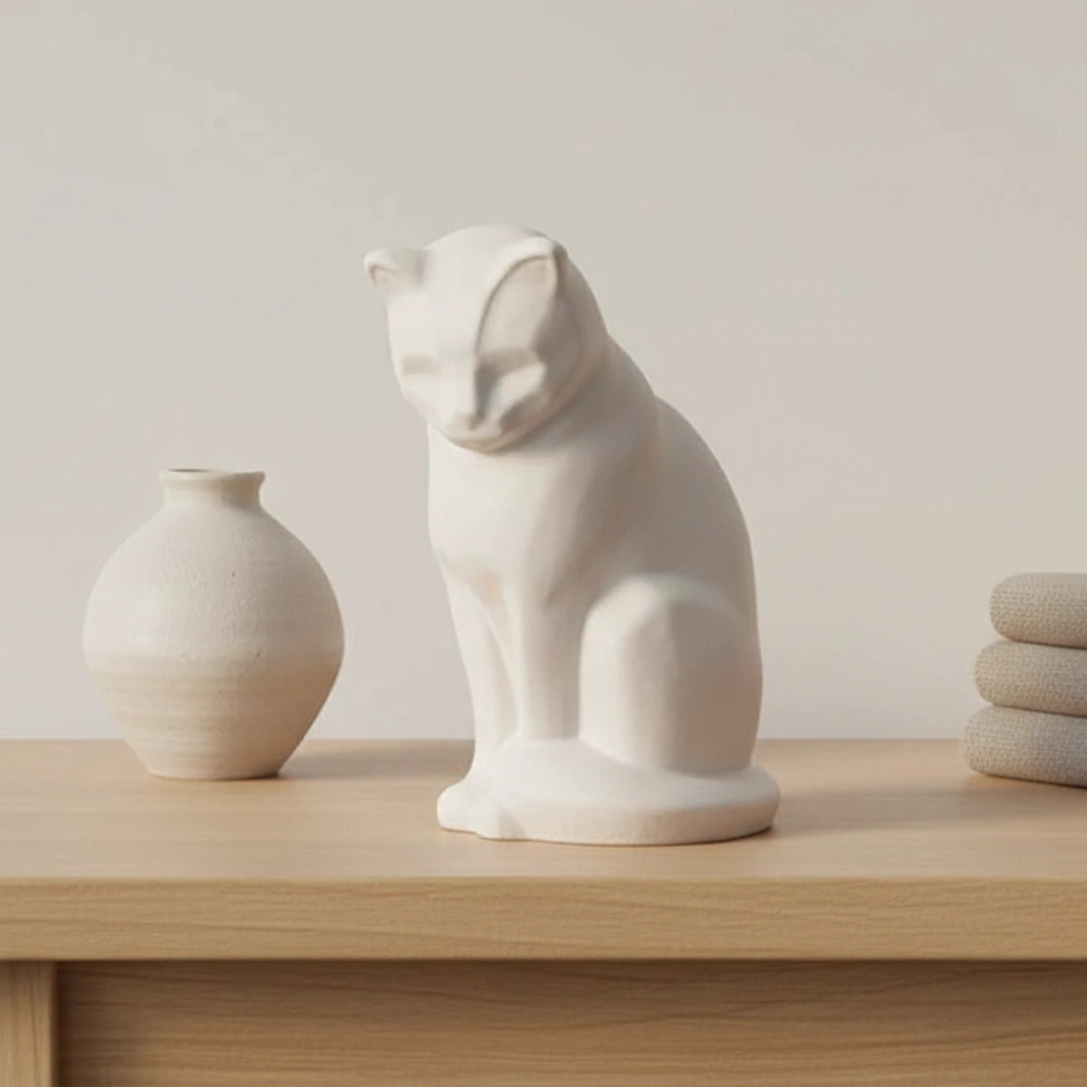 Kitten Urn for Ashes in Matte White
