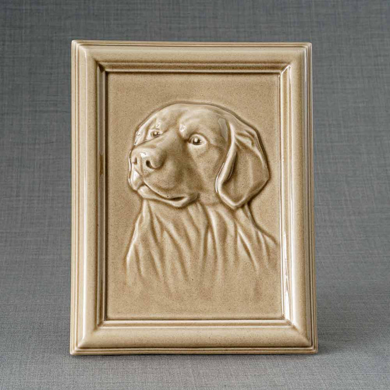 Labrador Portrait Dog Urn for Ashes in Beige