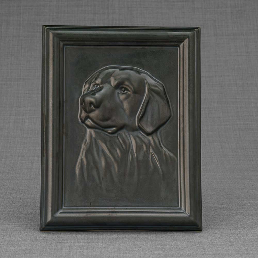 Labrador Pet Urn For Dogs Ashes Matte Black Front View