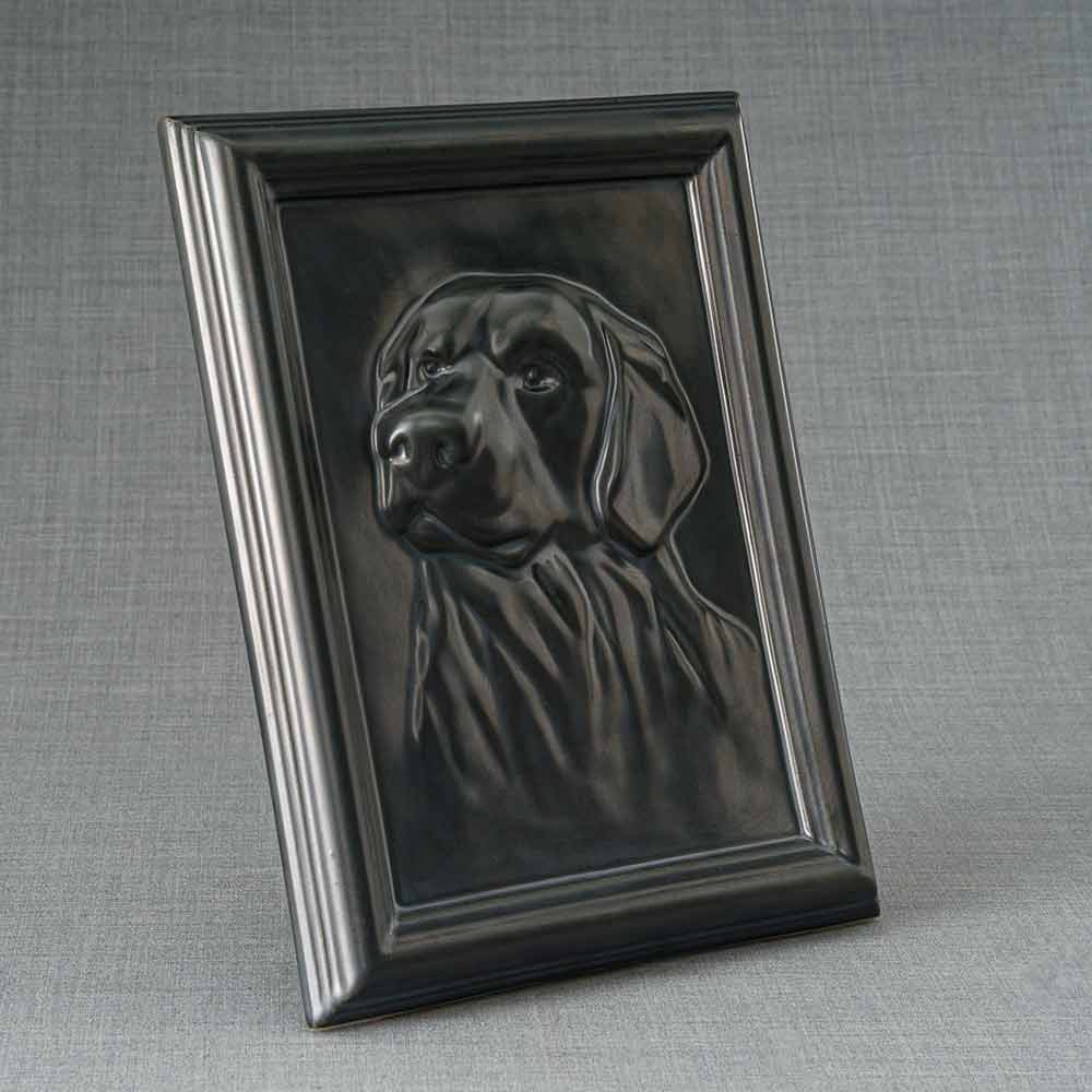 Labrador Pet Urn For Dogs Ashes Matte Black Front Right View