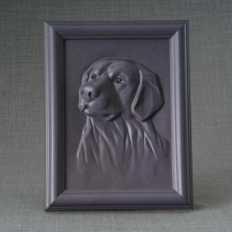 Labrador Portrait Dog Urn for Ashes in Matte Grey