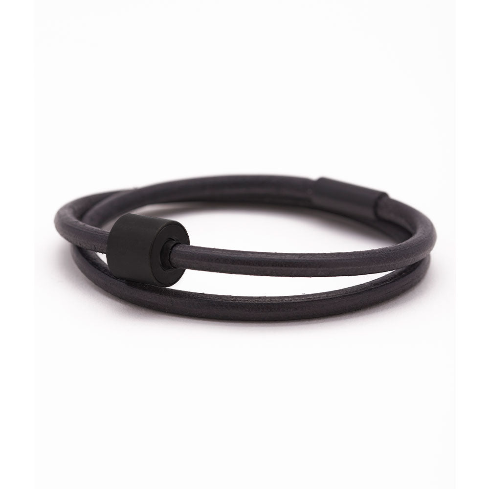 Leather Ashes Bracelet for Men in Black -  Black Edition - Extra Large