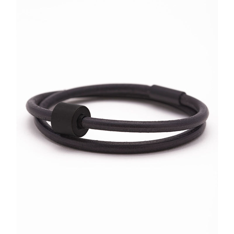 Leather Ashes Bracelet for Men in Black -  Black Edition