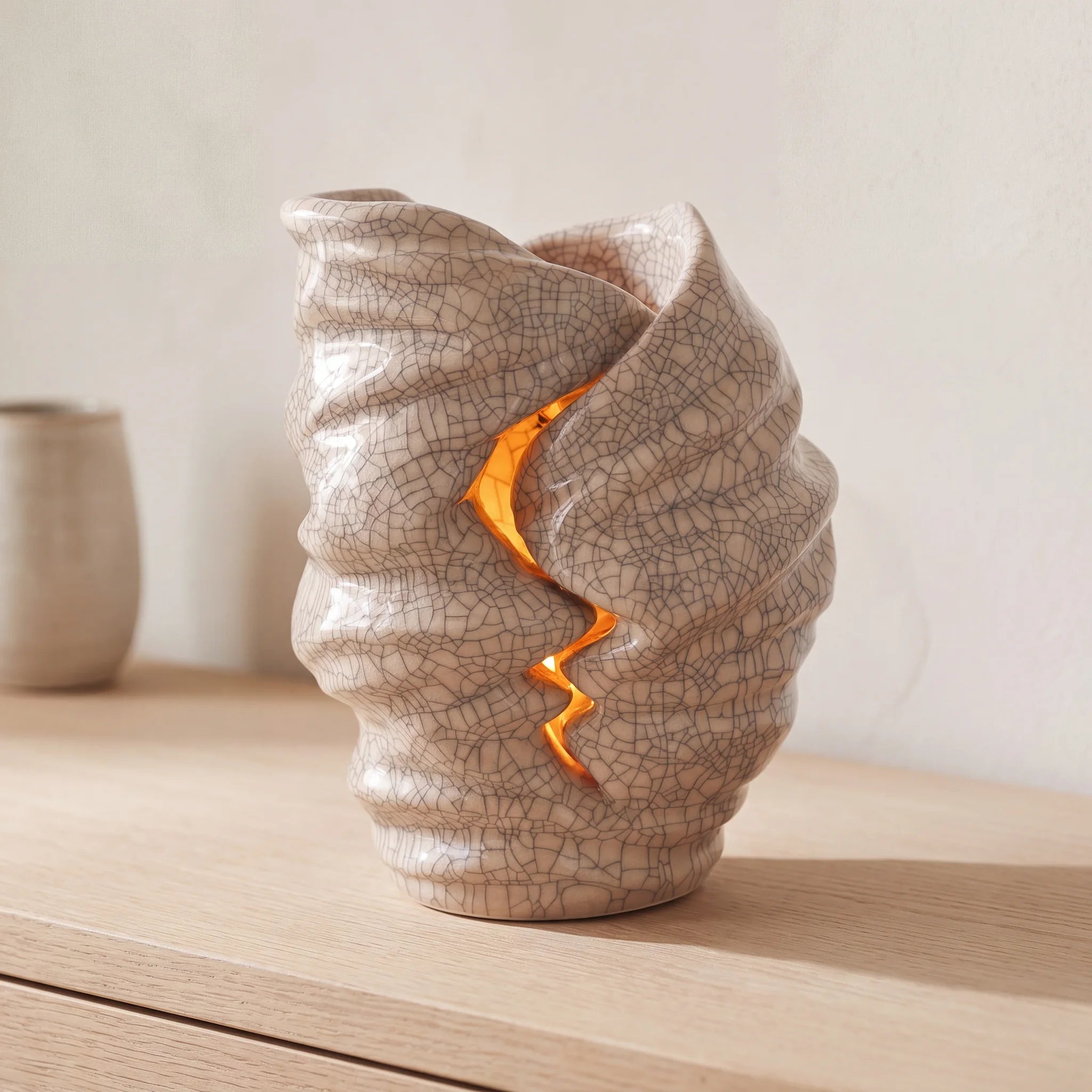 Light Adult Cremation Urn for Ashes in Crackle Glaze