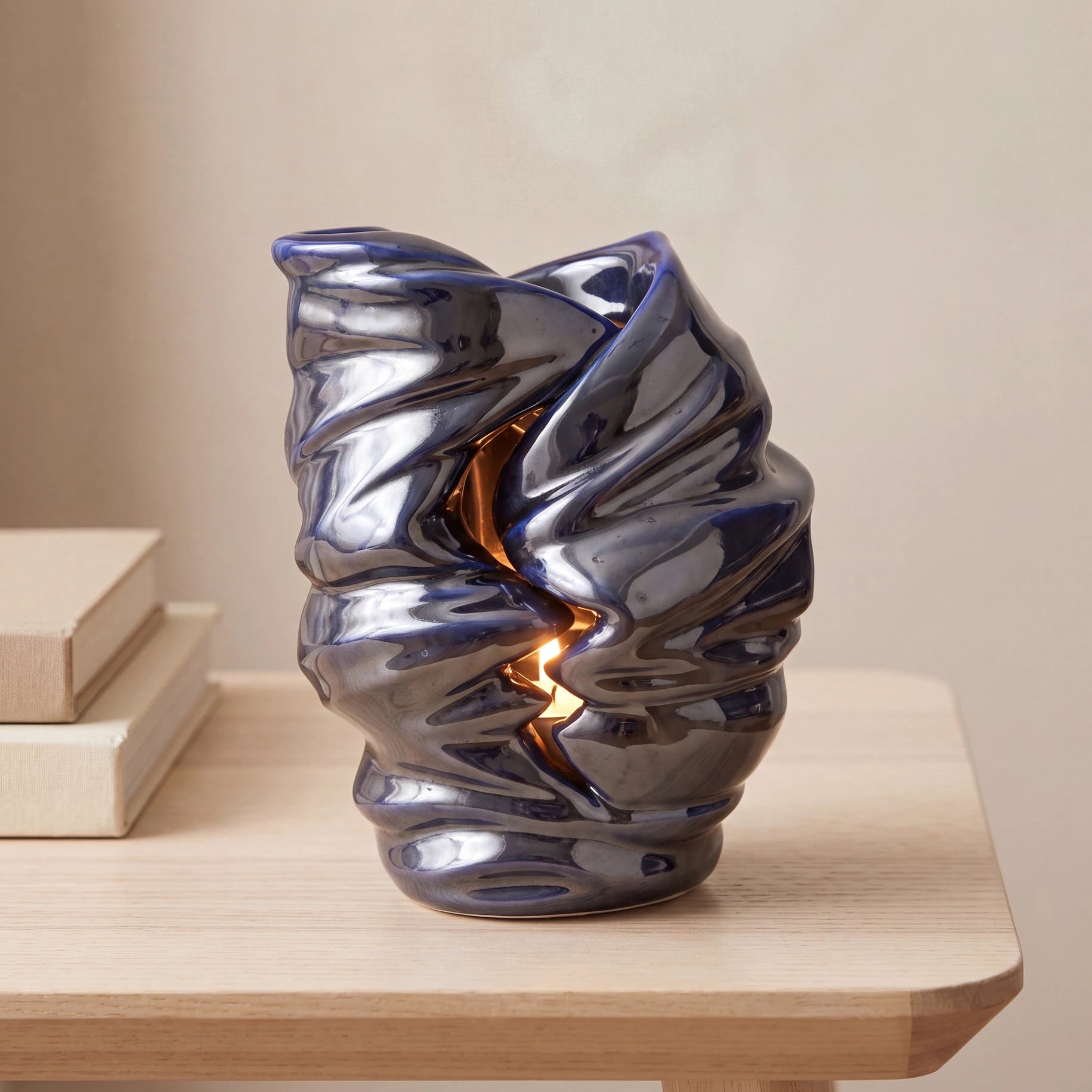 Light Adult Cremation Urn for Ashes in Metallic Blue